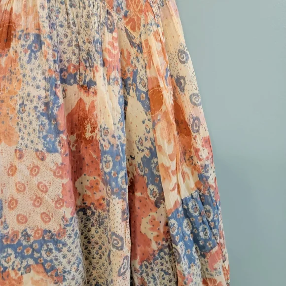 SOLD DO NOT BUY Batwing Floral Button Up Top Womens XL Boho Patch Festive - Picture 12 of 14